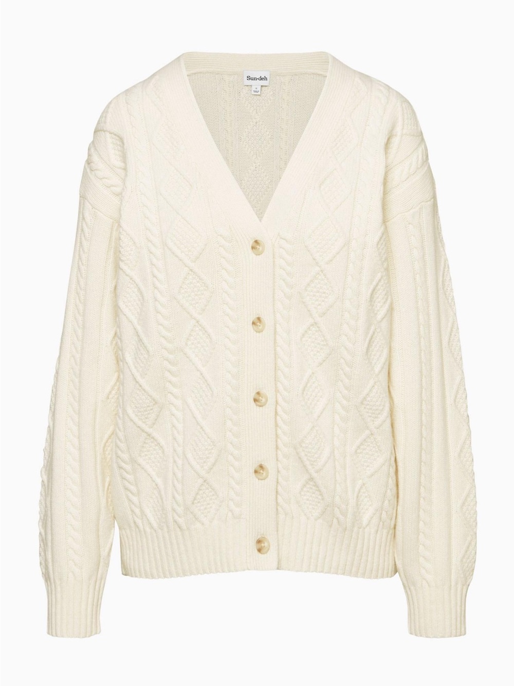 Sunday Best Aritzia Lamora Cable Knit Wool Cardigan in Whisper White Size 2XS - Picture 14 of 14